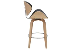 Tabouret de bar pivotant noir et bois clair 65 cm WALNUT