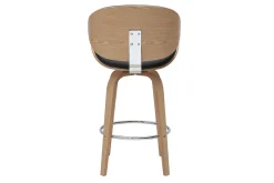 Tabouret de bar pivotant noir et bois clair 65 cm WALNUT
