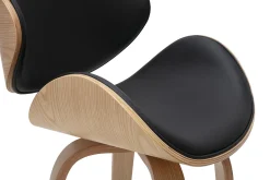 Tabouret de bar pivotant noir et bois clair 65 cm WALNUT