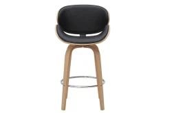 Tabouret de bar pivotant noir et bois clair 65 cm WALNUT