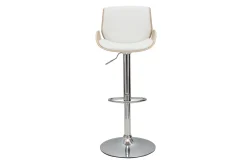 Tabouret de bar relevable blanc et bois clair VESPER