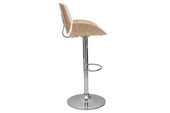 Tabouret de bar relevable blanc et bois clair VESPER