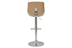 Tabouret de bar relevable blanc et bois clair VESPER