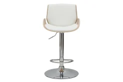 Tabouret de bar relevable blanc et bois clair VESPER