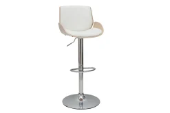 Tabouret de bar relevable blanc et bois clair VESPER