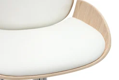 Tabouret de bar relevable blanc et bois clair VESPER