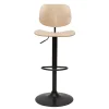 Tabouret de bar relevable bois clair et métal noir TOBIAS