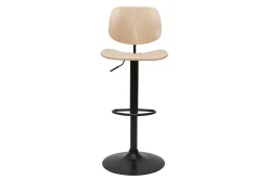 Tabouret de bar relevable bois clair et métal noir TOBIAS