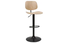 Tabouret de bar relevable bois clair et métal noir TOBIAS
