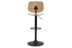 Tabouret de bar relevable bois clair et métal noir TOBIAS