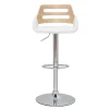 Tabouret de bar relevable design blanc et chêne PERNIK