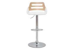 Tabouret de bar relevable design blanc et chêne PERNIK