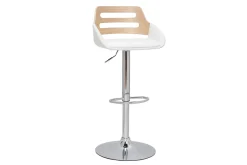 Tabouret de bar relevable design blanc et chêne PERNIK