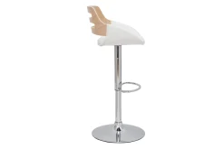 Tabouret de bar relevable design blanc et chêne PERNIK