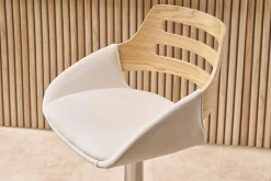 Tabouret de bar relevable design blanc et chêne PERNIK