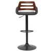 Tabouret de bar relevable design noir et noyer PERNIK