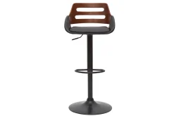 Tabouret de bar relevable design noir et noyer PERNIK