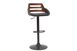 Tabouret de bar relevable design noir et noyer PERNIK