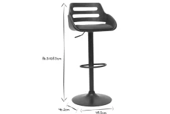 Tabouret de bar relevable design noir et noyer PERNIK