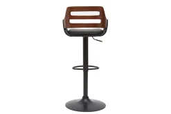 Tabouret de bar relevable design noir et noyer PERNIK