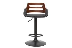 Tabouret de bar relevable design noir et noyer PERNIK