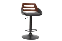 Tabouret de bar relevable design noir et noyer PERNIK