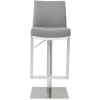 Tabouret de bar relevable gris et acier chromé KYLE
