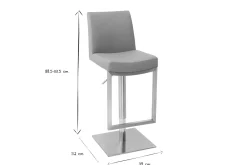 Tabouret de bar relevable gris et acier chromé KYLE