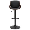 Tabouret de bar relevable noir et bois foncé VESPER
