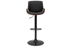 Tabouret de bar relevable noir et bois foncé VESPER