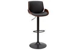 Tabouret de bar relevable noir et bois foncé VESPER