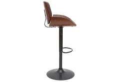 Tabouret de bar relevable noir et bois foncé VESPER