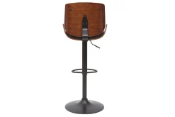 Tabouret de bar relevable noir et bois foncé VESPER