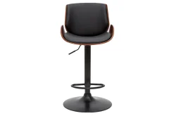 Tabouret de bar relevable noir et bois foncé VESPER