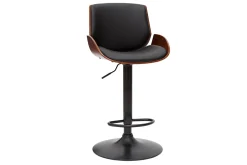 Tabouret de bar relevable noir et bois foncé VESPER