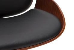 Tabouret de bar relevable noir et bois foncé VESPER