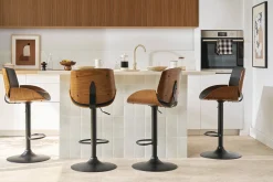 Tabouret de bar relevable noir et bois foncé VESPER