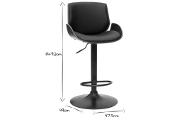 Tabouret de bar relevable noir et bois foncé VESPER