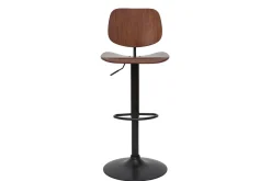 Tabouret de bar relevable noyer et métal noir TOBIAS