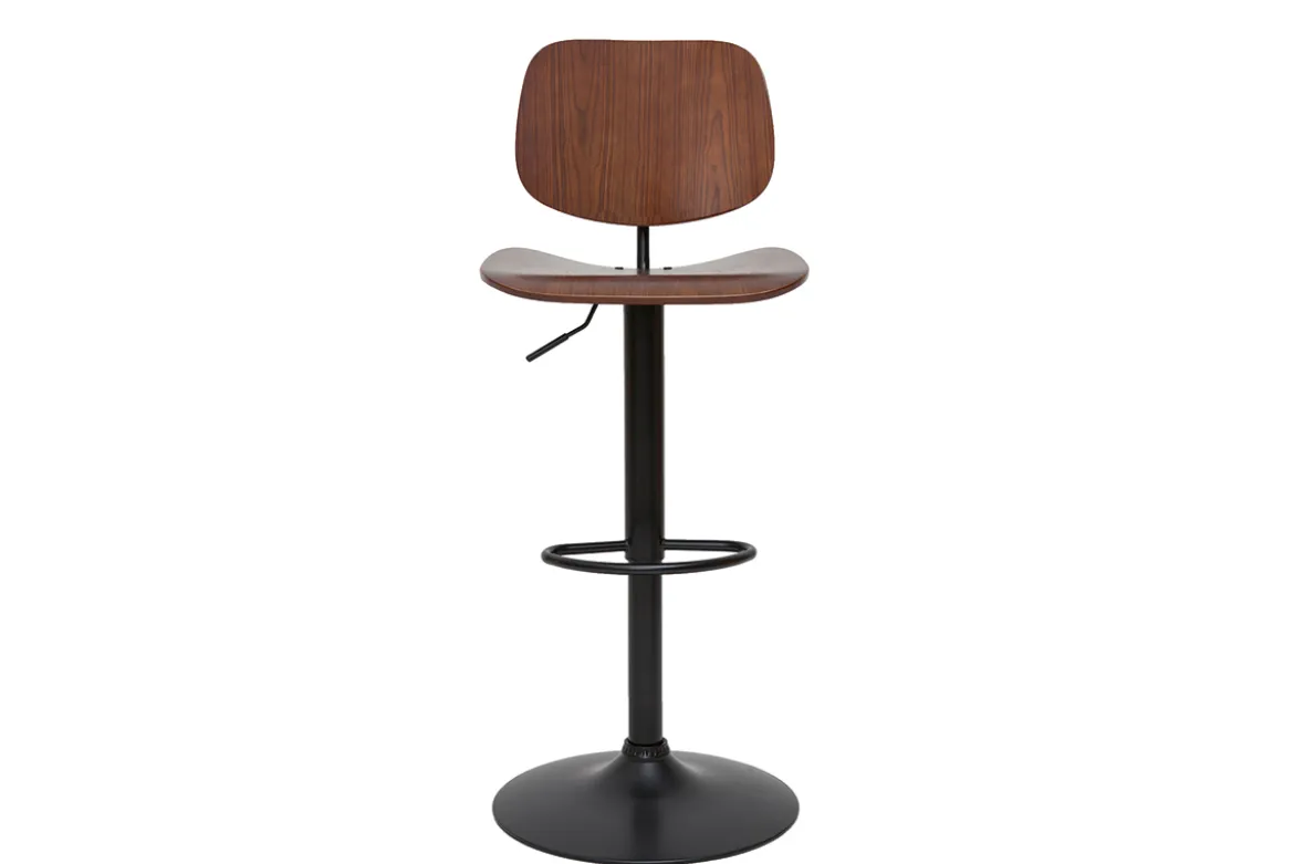 Tabouret de bar relevable noyer et métal noir TOBIAS