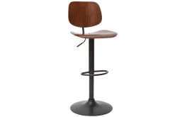 Tabouret de bar relevable noyer et métal noir TOBIAS