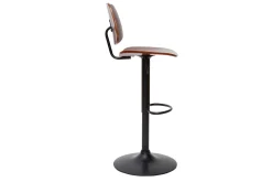 Tabouret de bar relevable noyer et métal noir TOBIAS