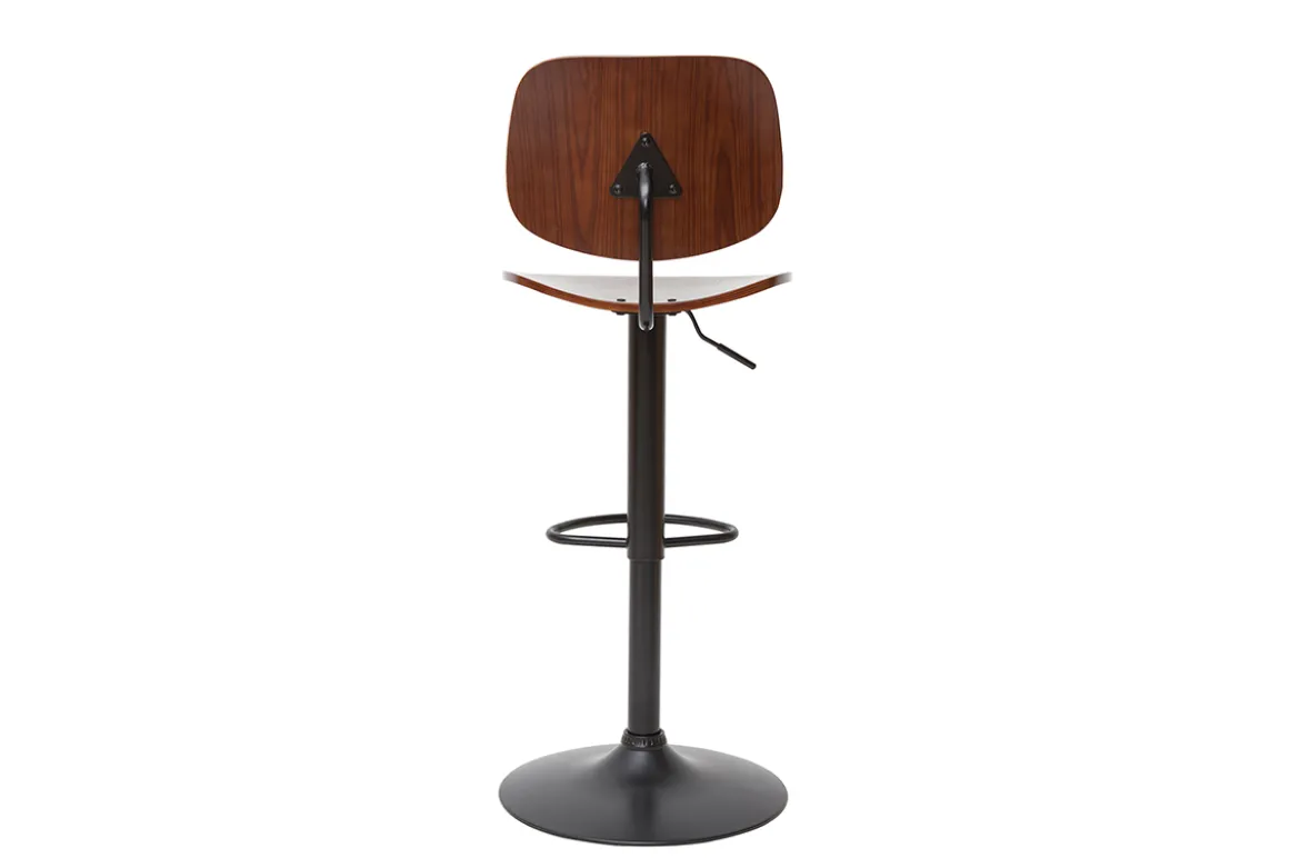 Tabouret de bar relevable noyer et métal noir TOBIAS