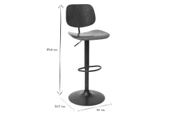 Tabouret de bar relevable noyer et métal noir TOBIAS