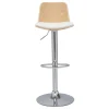 Tabouret de bar réglable blanc, bois clair et pied chromé DOA