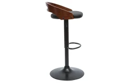 Tabouret de bar réglable design noir et bois noyer MANO