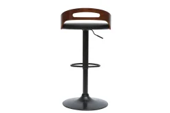 Tabouret de bar réglable design noir et bois noyer MANO