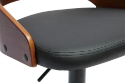 Tabouret de bar réglable design noir et bois noyer MANO