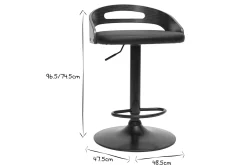 Tabouret de bar réglable design noir et bois noyer MANO