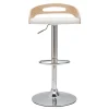 Tabouret de bar réglable design blanc et bois clair MANO